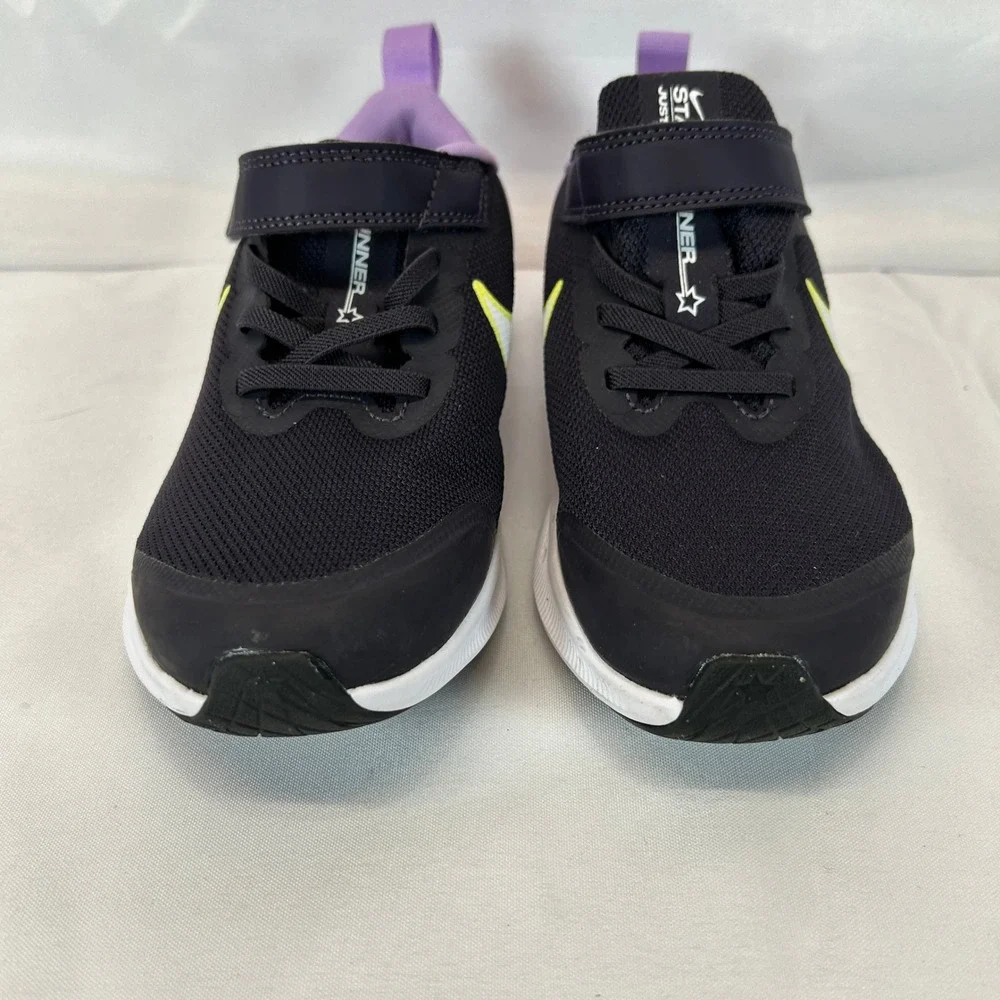 Nike Star Runner 3 Kids Size 2Y Black Purple Lemon Venom DA2777-500 Sneaker